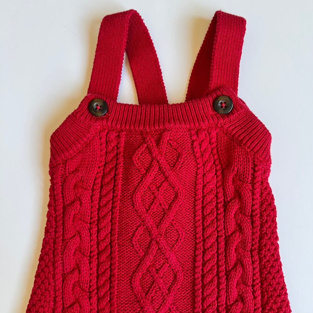 Hanna Andersson Red Baby Knit Overalls 70cm - Picture 4 of 11